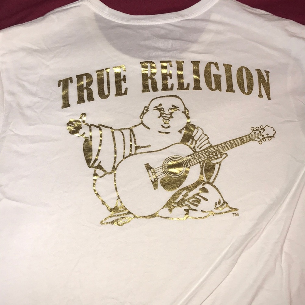 Gold (foil pressed) true religion T-shirt